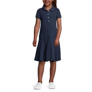 Lands' End Girls Short Sleeve Mesh Polo Dress at the Knee,  NWT